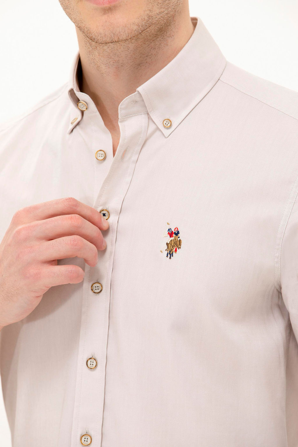 U. S. Polo Assn / Мужская базовая рубашка с длинным рукавом Stone - U.s. polo assn фото 6