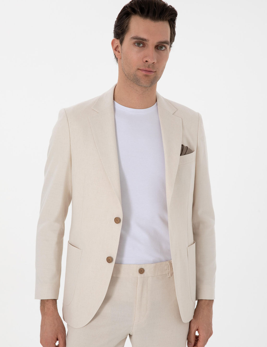 Ekru Slim Fit Tak_m Elbise - Cacharel фото 3