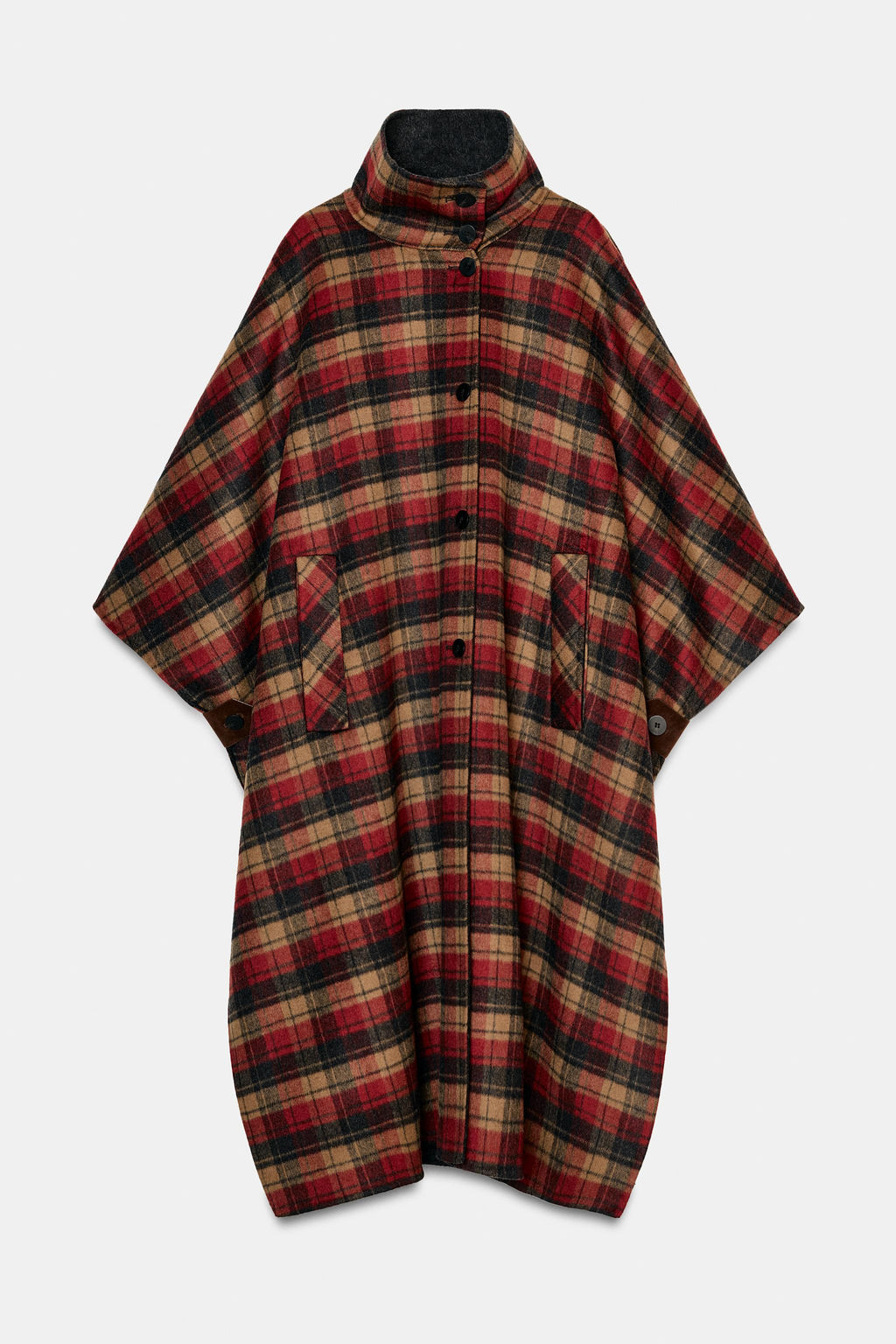 ZW COLLECTION LIMITED EDITION WOOL BLEND CHECK CAPE - Zara фото 6