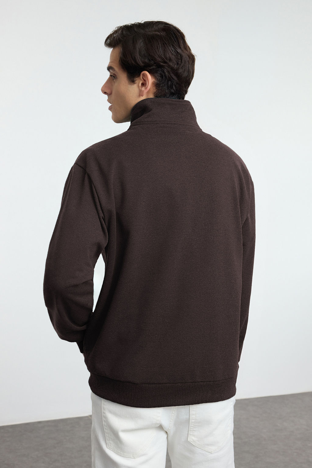 TRENDYOL MAN Lacivert Oversize/Genis Kesim Dik Yaka Fermuarl? Etiketli Ici Polarl? Sweatshirt TMNAW25SW00168 - Trendyolmilla фото 27