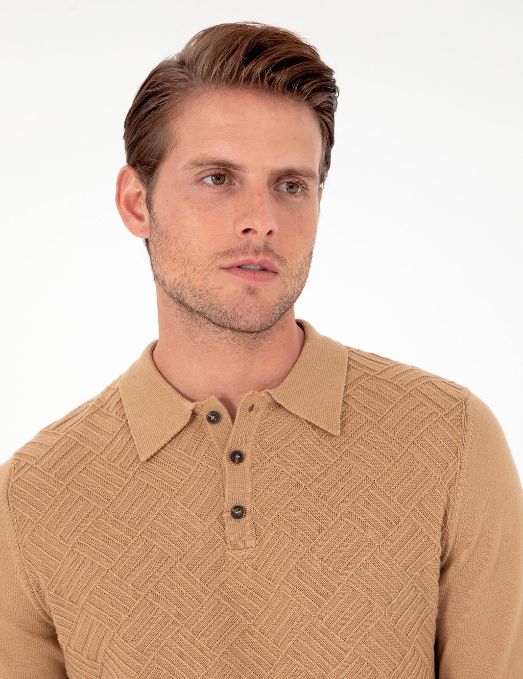 Koyu Camel Slim Fit D__meli Polo Yaka Triko Kazak - Pierre cardin фото 2