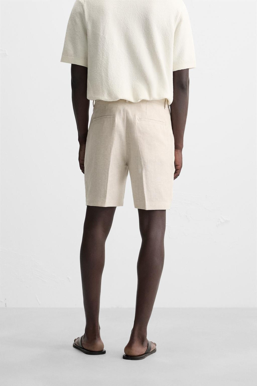 REGULAR FIT LINEN/COTTON BERMUDA SHORTS - Zara фото 3