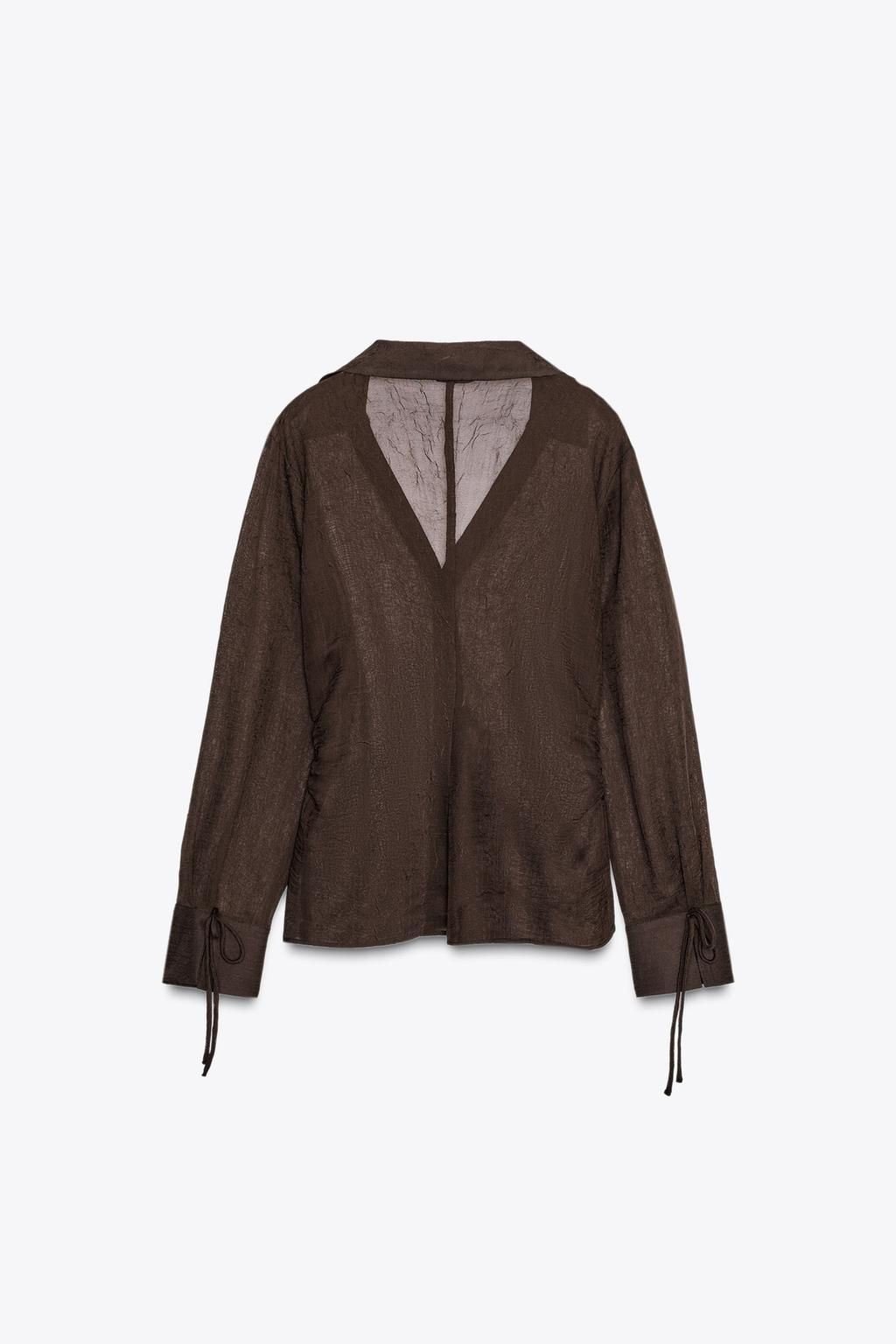 SEMI-SHEER SHIRT WITH TIES - Zara фото 9