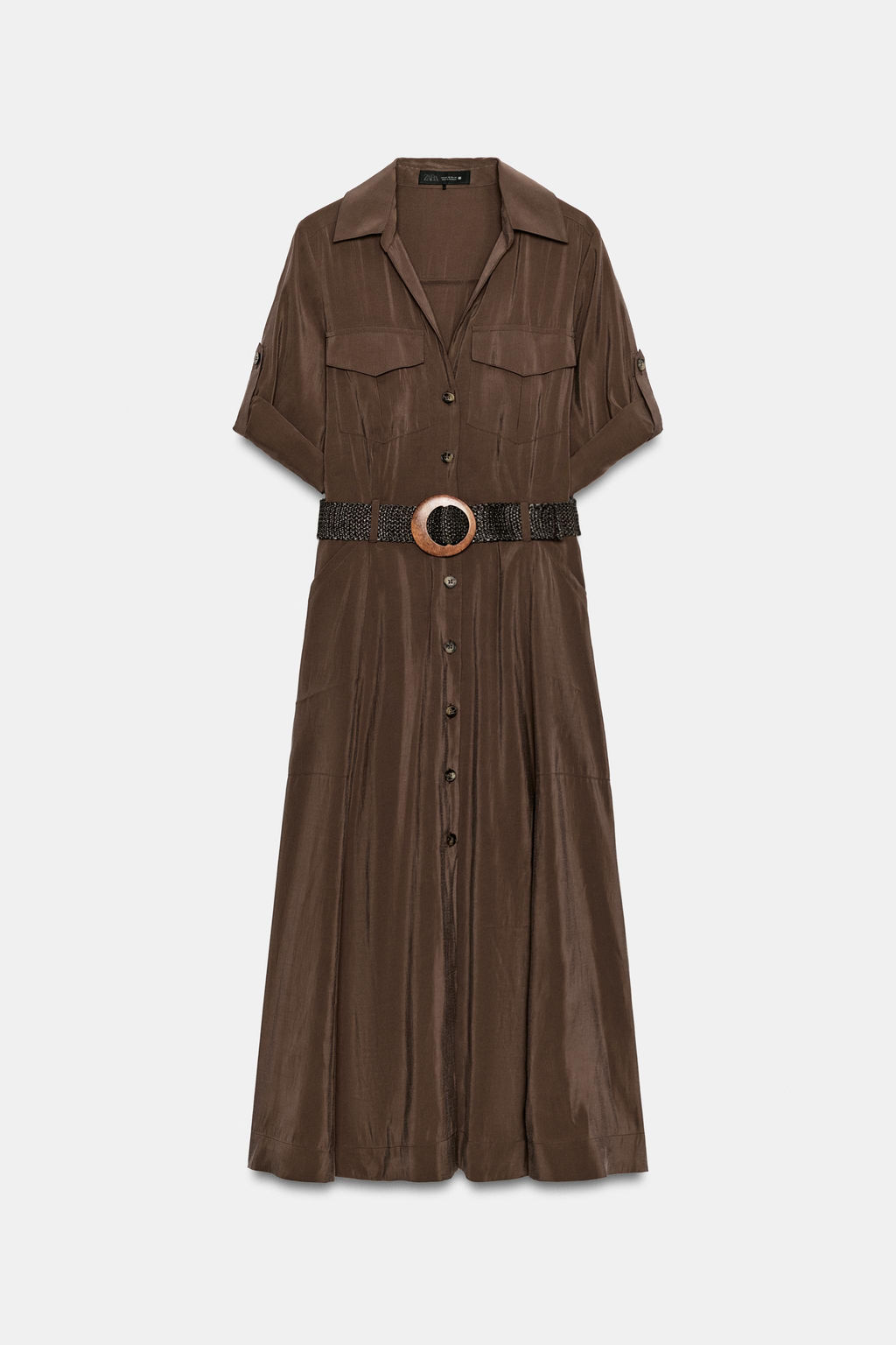 VESTIDO CAMISERO FLUIDO CINTUR?N / Marr?n - Zara фото 7