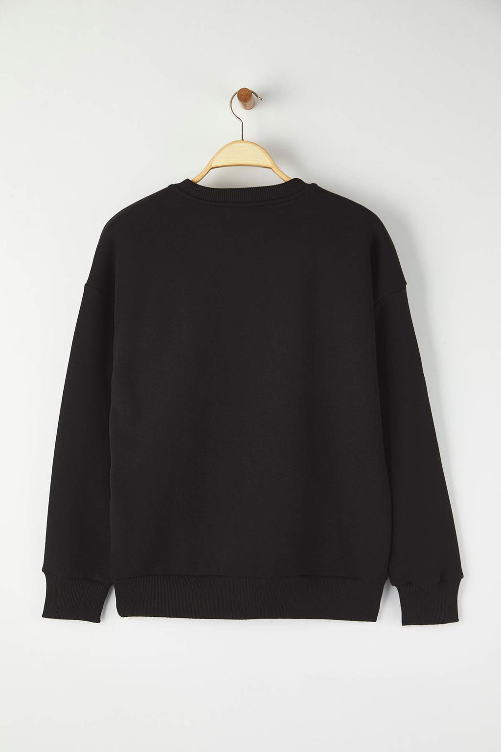 Siyah Oversize/Genis Kal?p Tas Islemeli Kal?n Ici Polarl? Orme Sweatshirt TWOAW26SW00067 - Trendyolmilla фото 3