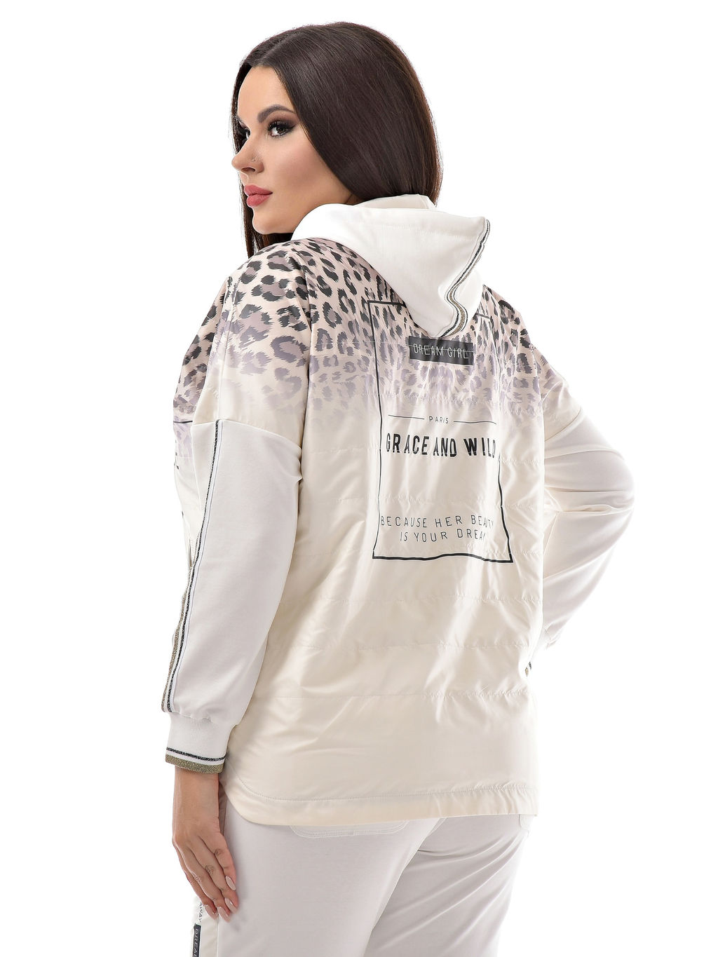 Толстовка из футера комбинированного с принтованной плащевой тканью - А+б коллекция фото 23