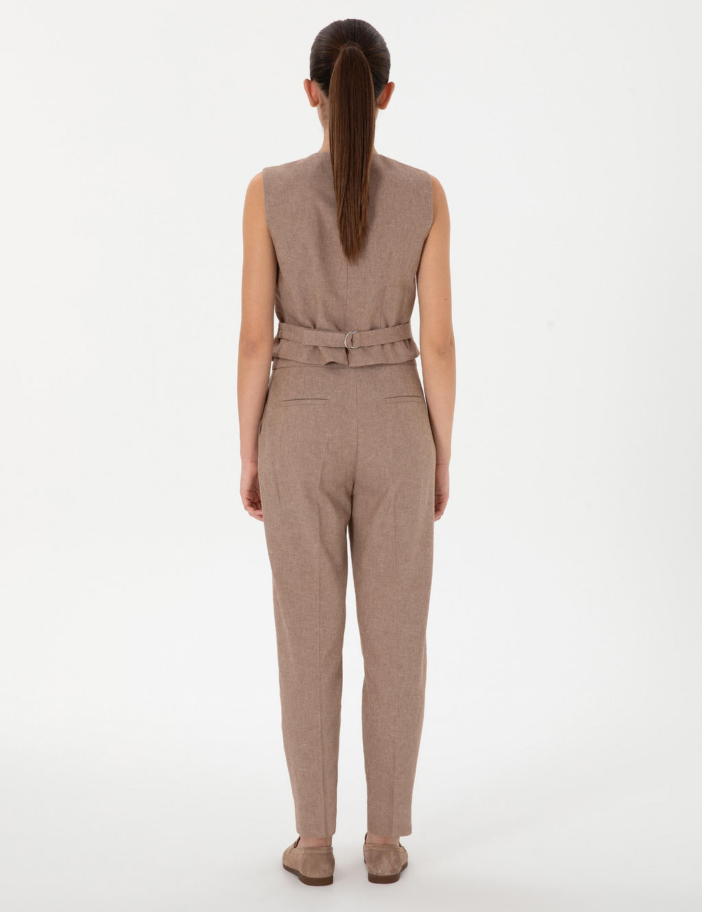 Camel Keten Kar___ml_ Kuma_ Pantolon