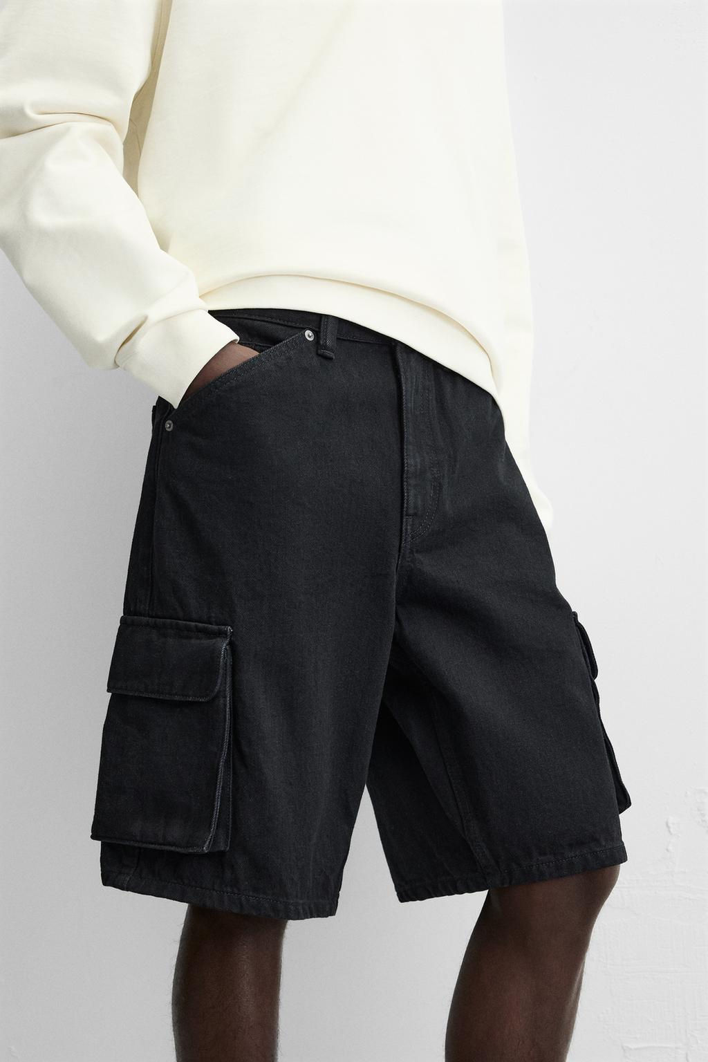 DENIM CARGO BERMUDA SHORTS - Zara фото 15