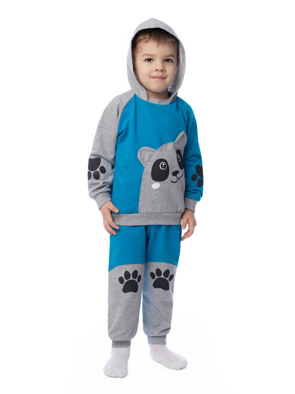 Костюм детский темная бирюзамеланж панда