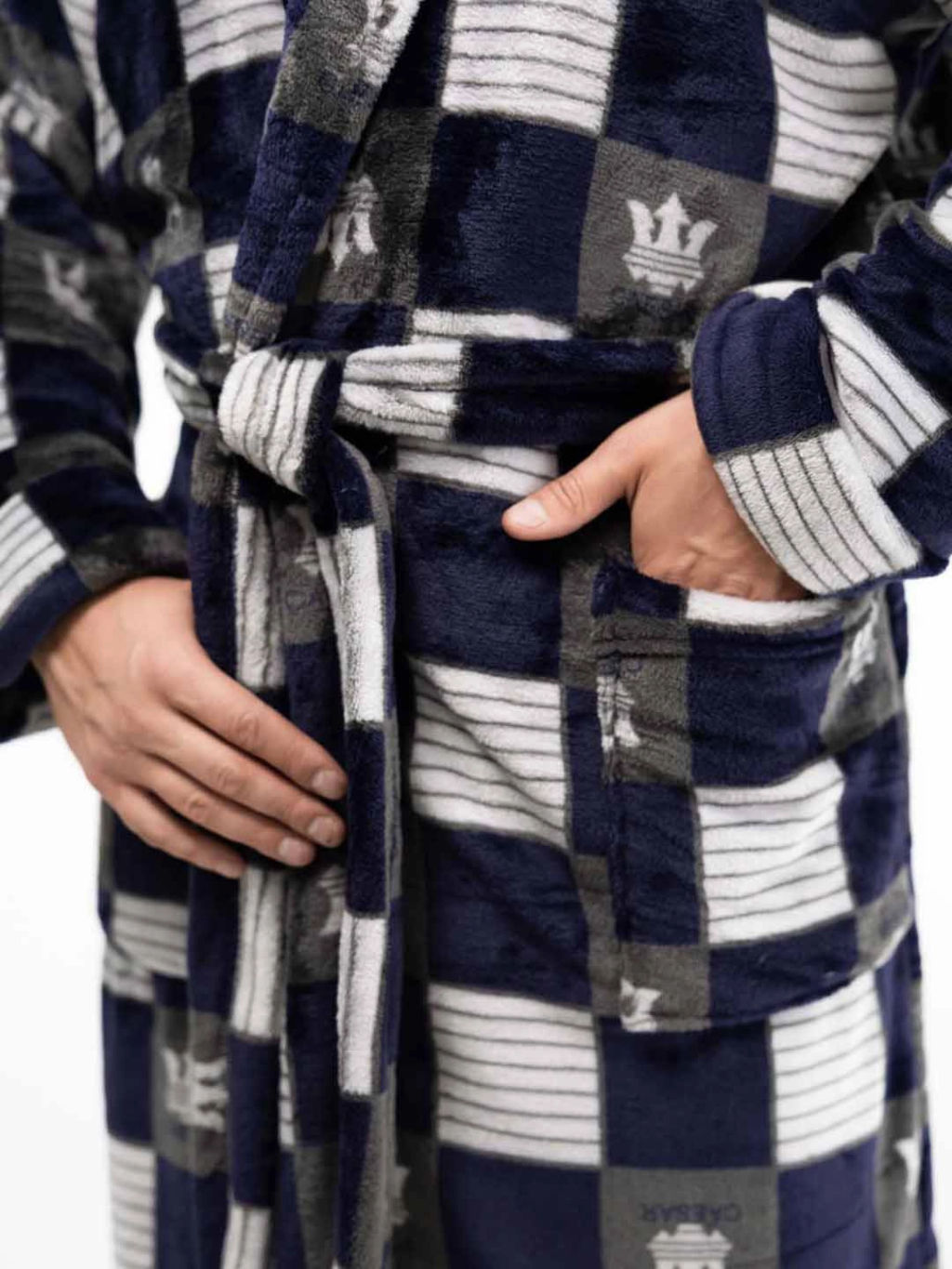 Халат мужской, цвет синий серый