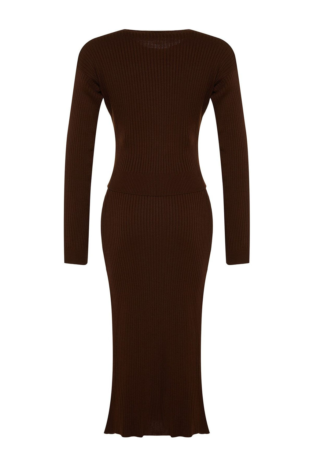 Kahverengi Crop Triko Alt-Ust Tak?m TWOAW23AU00240