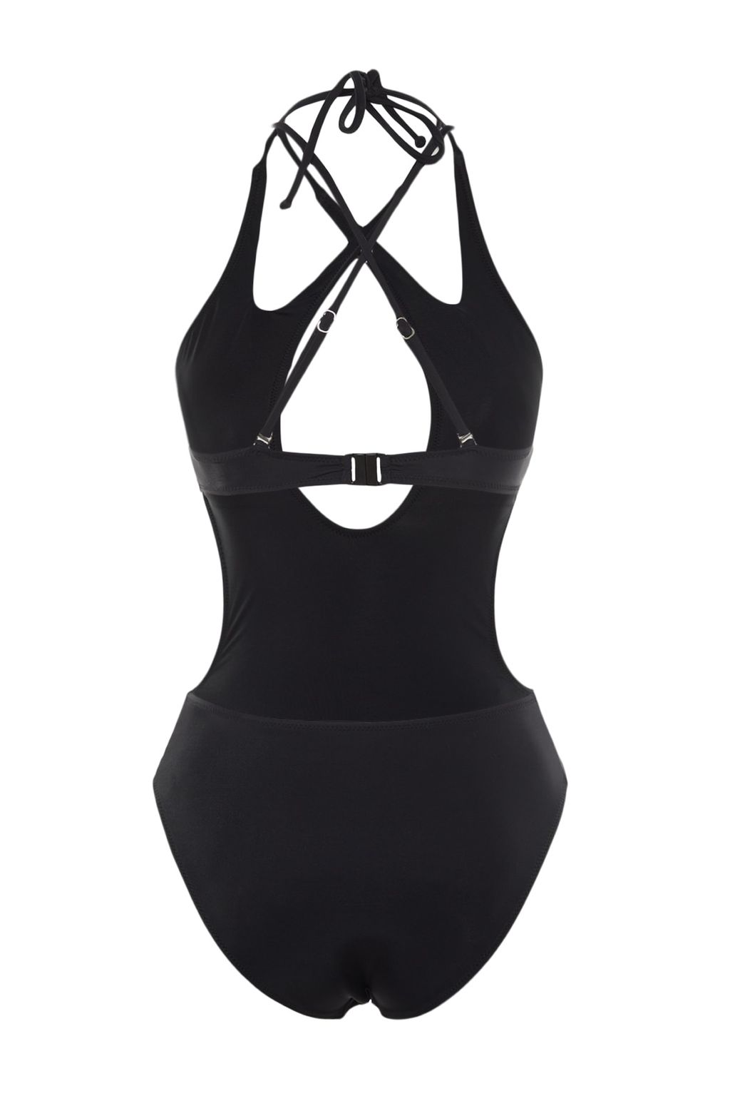 Siyah Halter Yaka Cut Out/Pencereli High Leg Mayo TBESS23MA00042