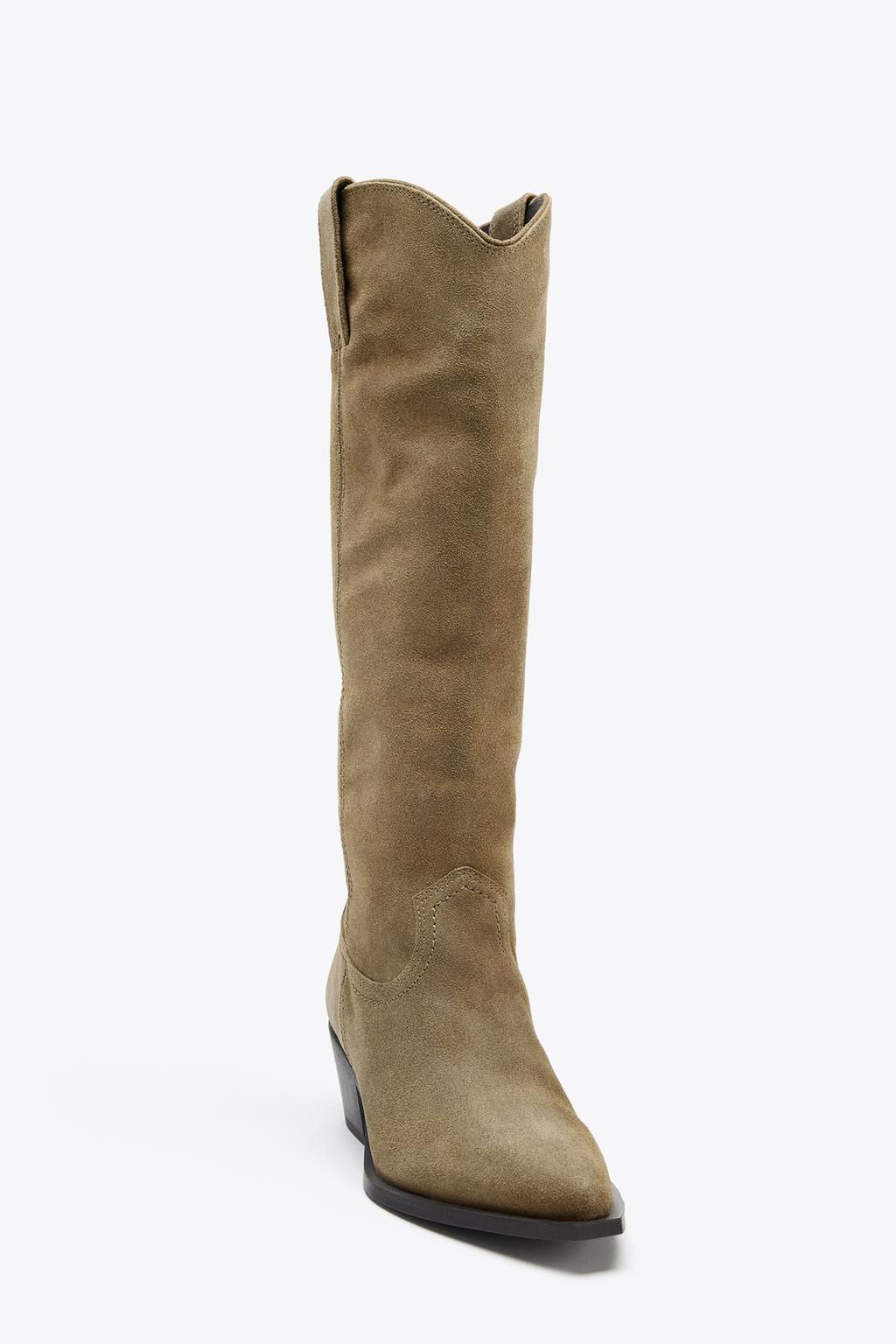 SPLIT SUEDE KNEE-HIGH BOOTS - Zara фото 7