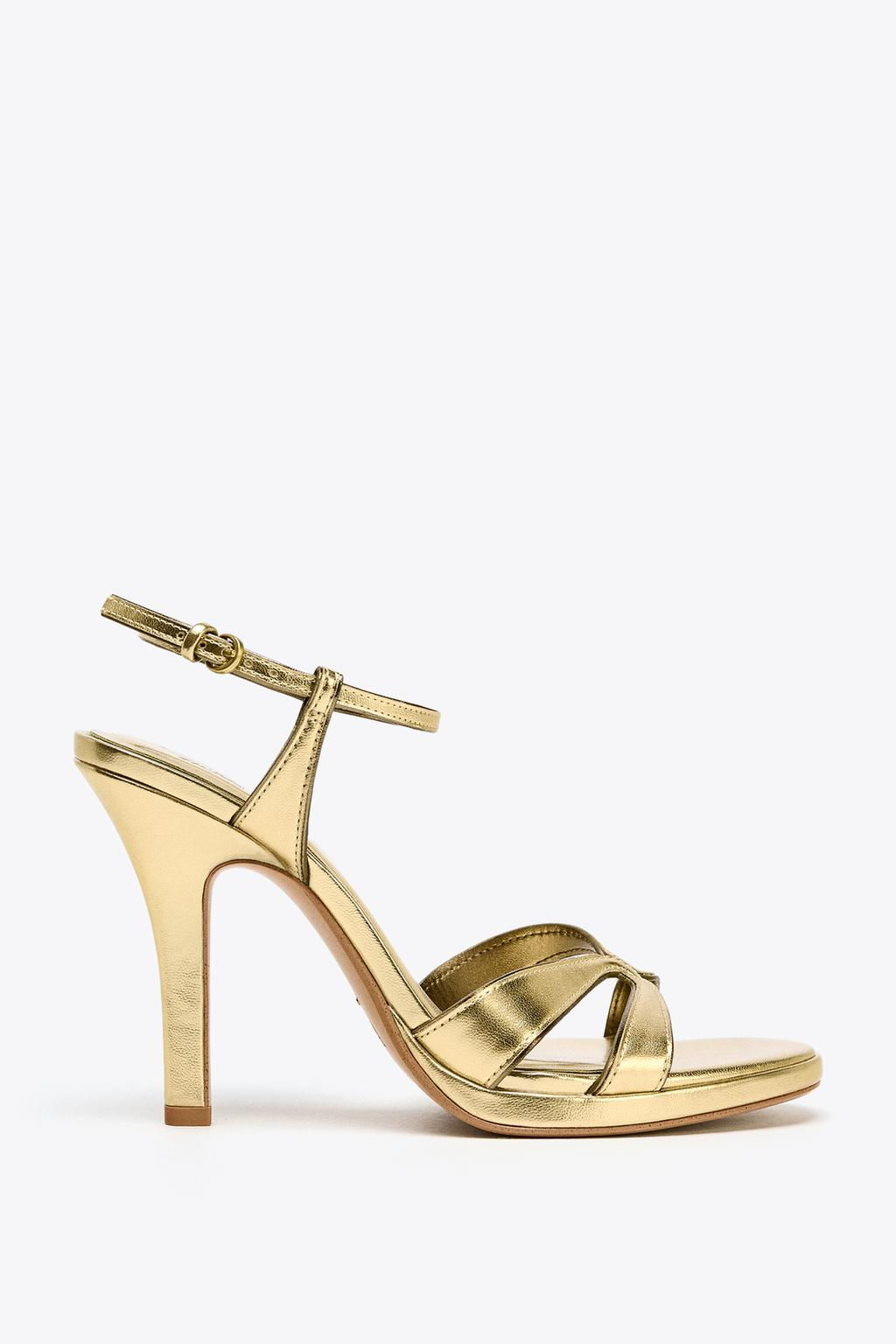 METALLIC-EFFECT HIGH-HEEL SANDALS - Zara фото 6