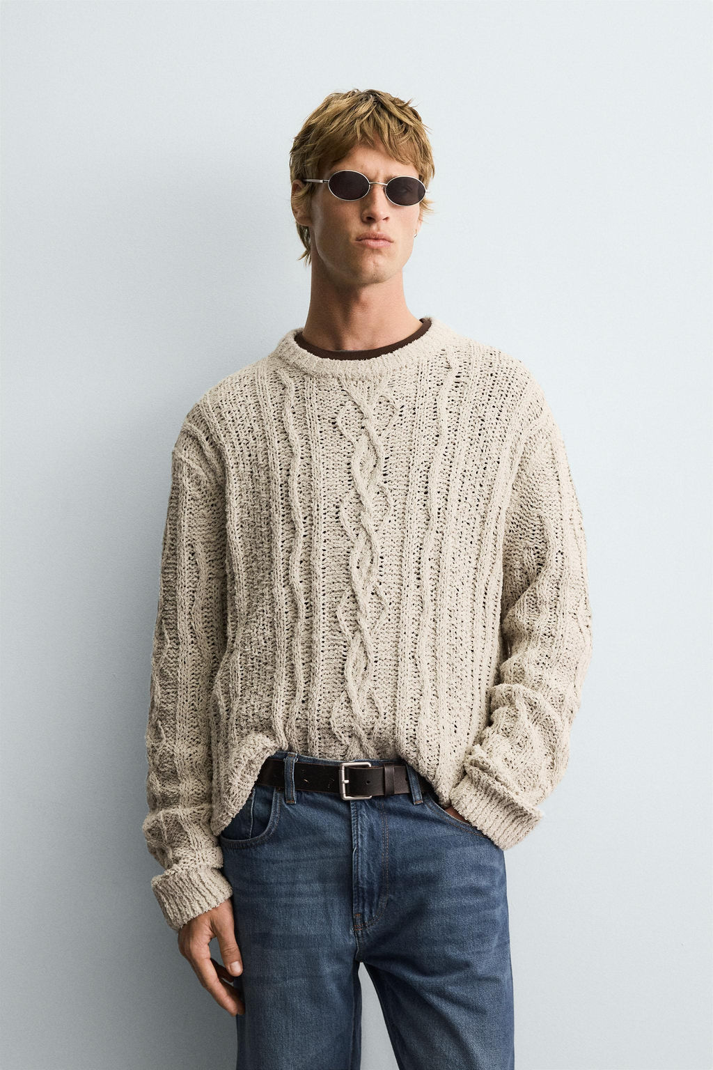 TEXTURED CABLE-KNIT SWEATER - Zara фото 2