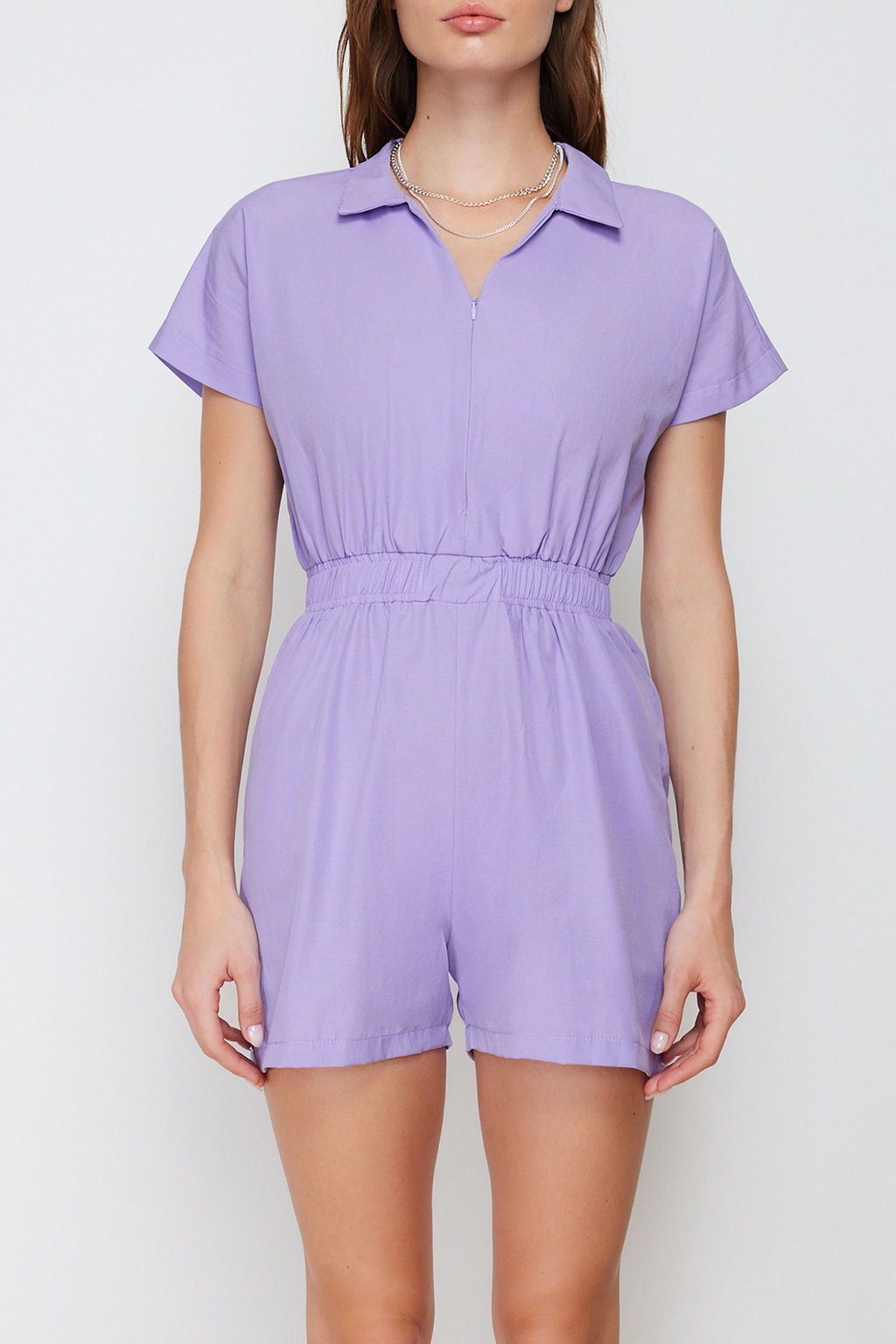 TRENDYOLMILLA Siyah Beli Lastikli Genis Paca Mini Dokuma Tulum TWOSS22TU0014  фото 10