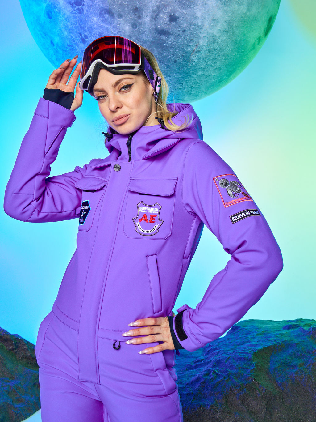 Женский сноубордический горнолыжный комбинезон Alpha Endless Aeternitas 223/2305 PRP - Пурпурное Сердце  фото 20