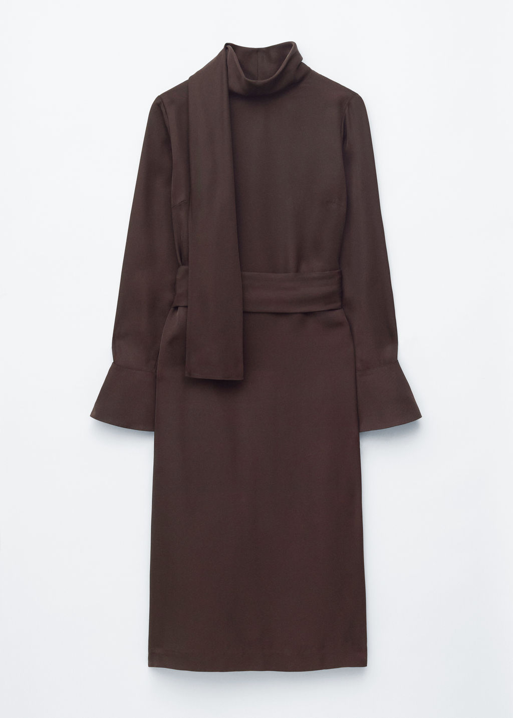 Vestido midi con cuello tipo pa?uelo