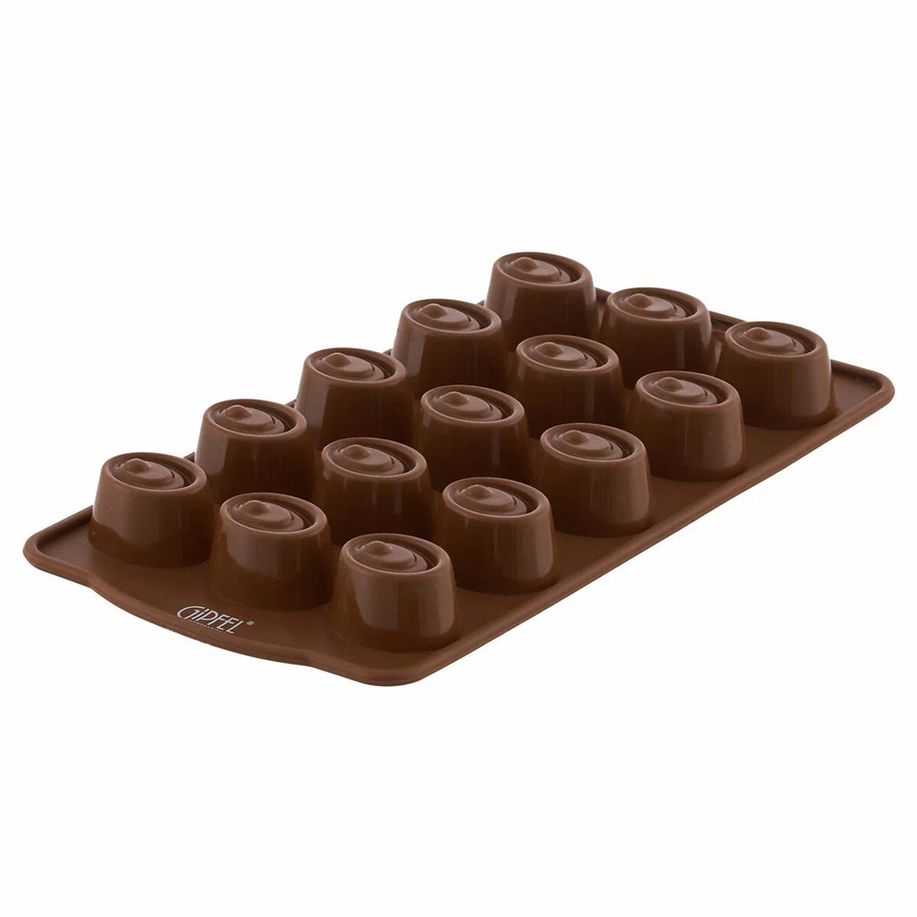 52276 GIPFEL Форма для отливки шоколадных фигур DELIZIA, 15 ячеек, 21х10,5х1,8см, силикон - Werner фото 3