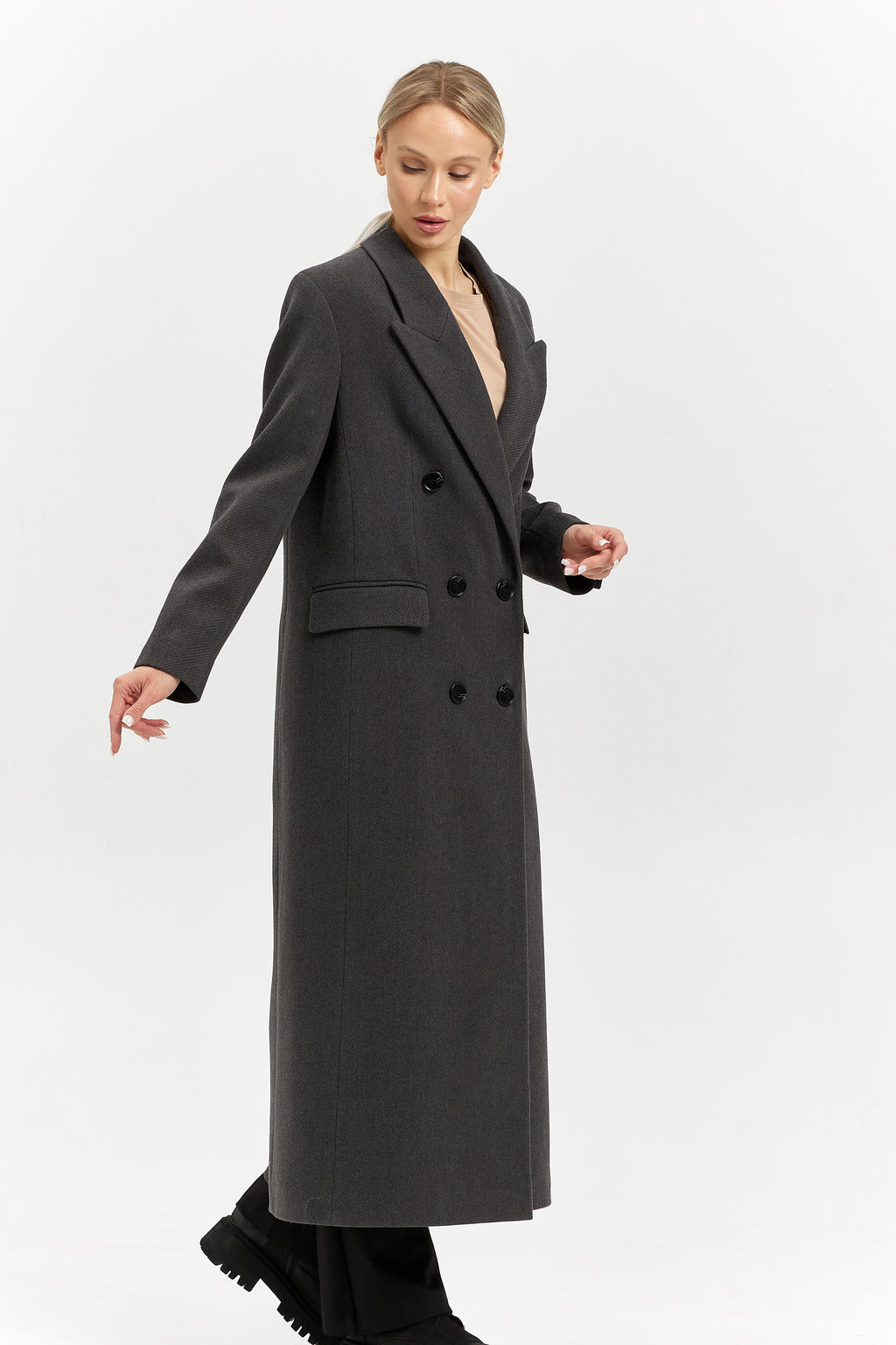 Пальто женское демисезонное 26830 (базальт/рубчик) - Kankan фото 12