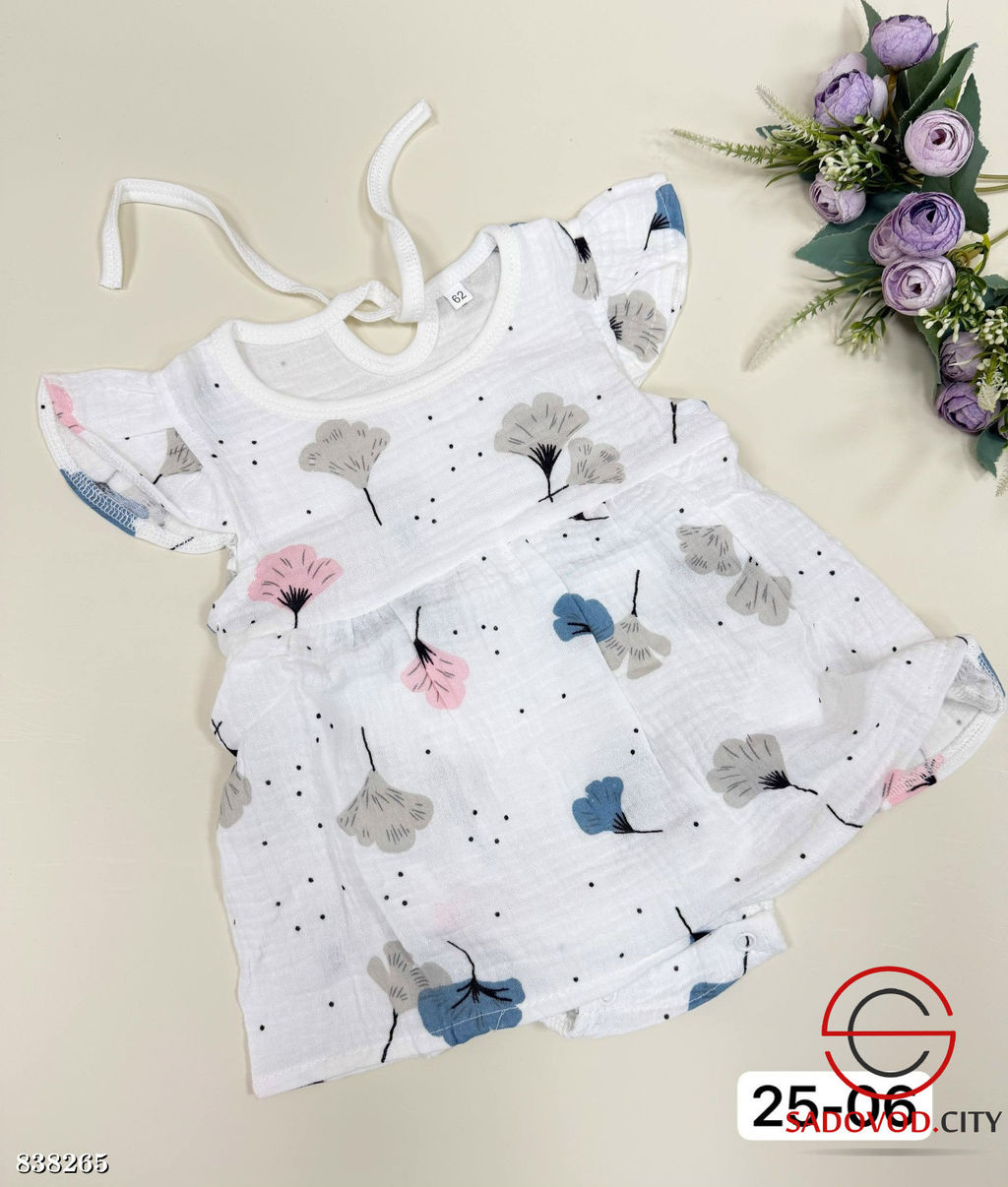 Боди-платье из мягкой ткани муслина