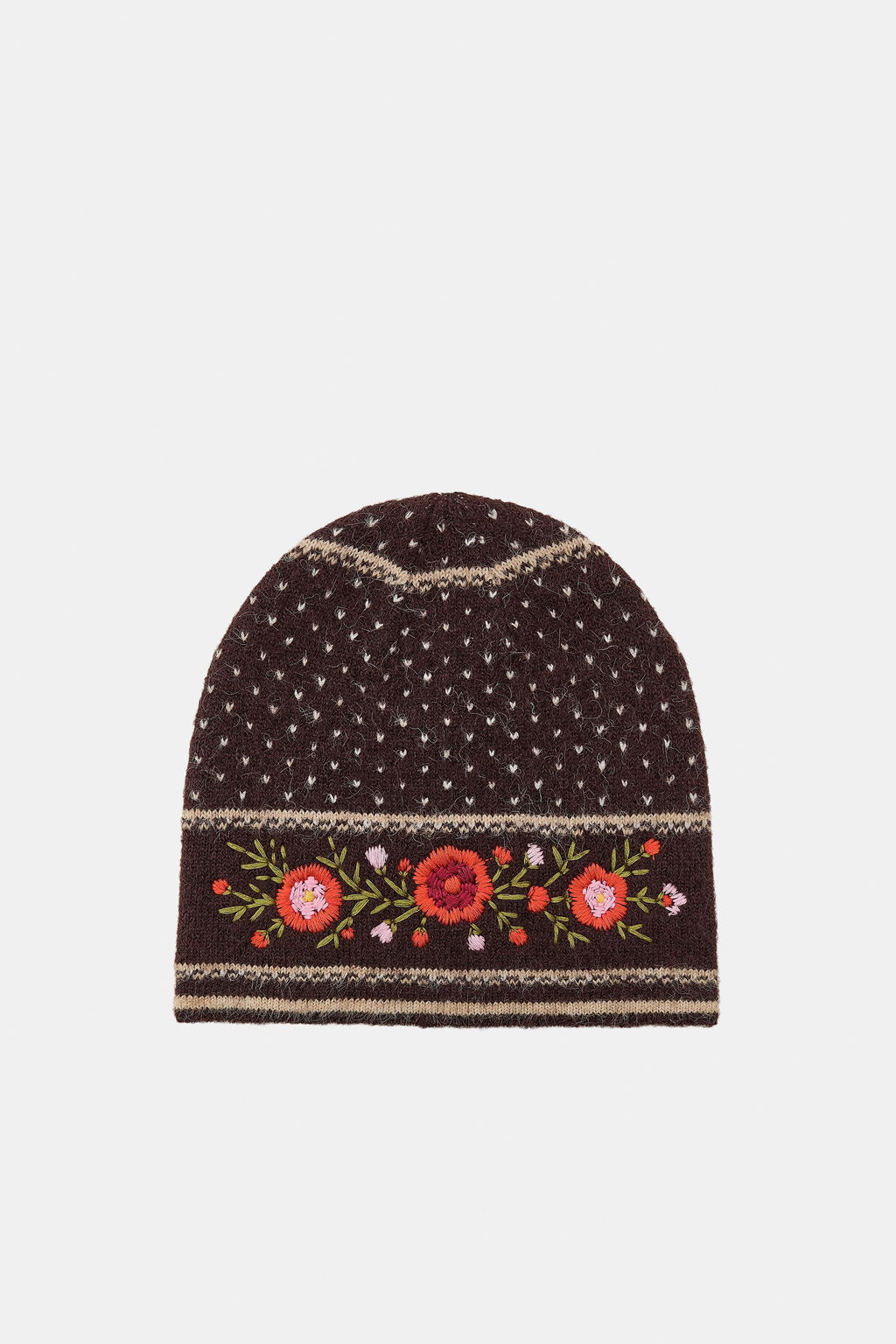 BEANIE HAT WITH EMBROIDERED FLOWERS - Zara фото 2