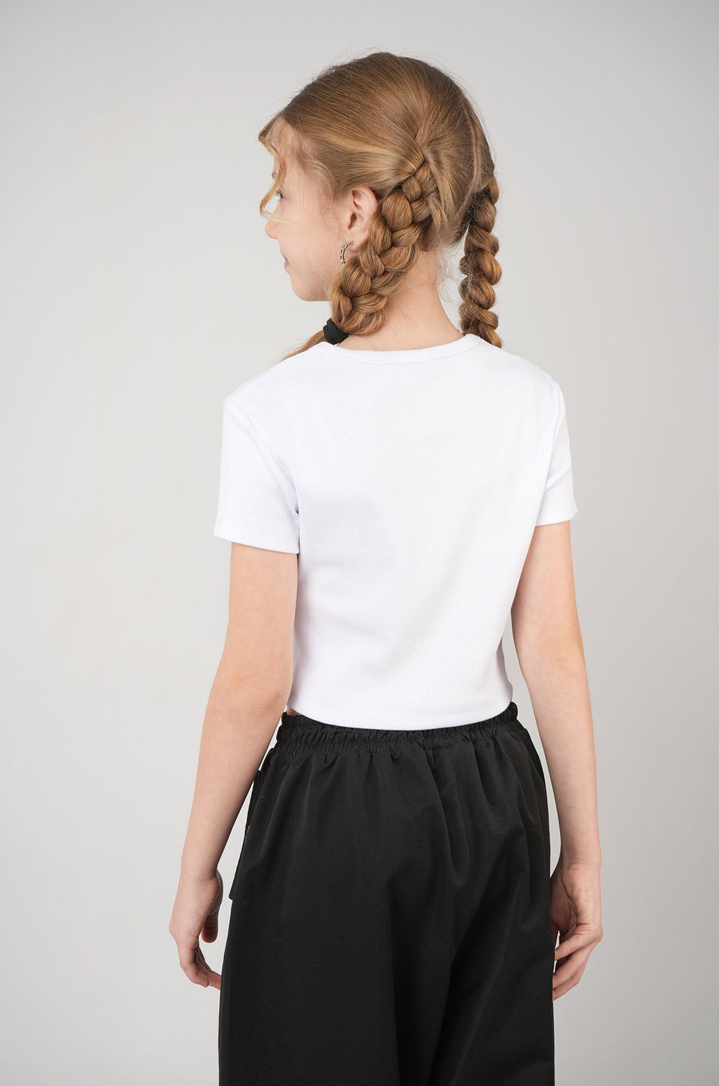 Укороченная футболка в рубчик для девочки Happyfox фото 38