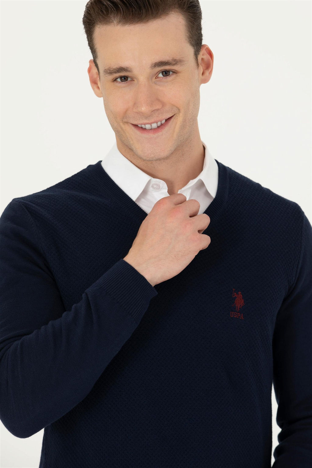 Мужской темно-синий базовый свитер Неожиданная скидка в корзине - U.s. polo assn фото 2
