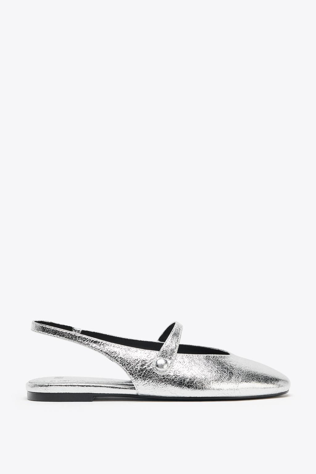 METALLIC EFFECT BALLERINAS - Zara фото 5