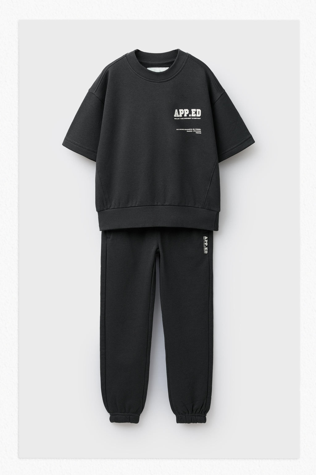 SHORT SLEEVE SWEATSHIRT AND TEXT JOGGERS SET - Zara фото 9