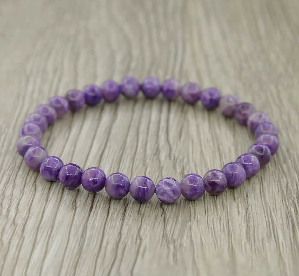 Браслет "Классика" 6мм чароит (Россия) класс A, длина 18см