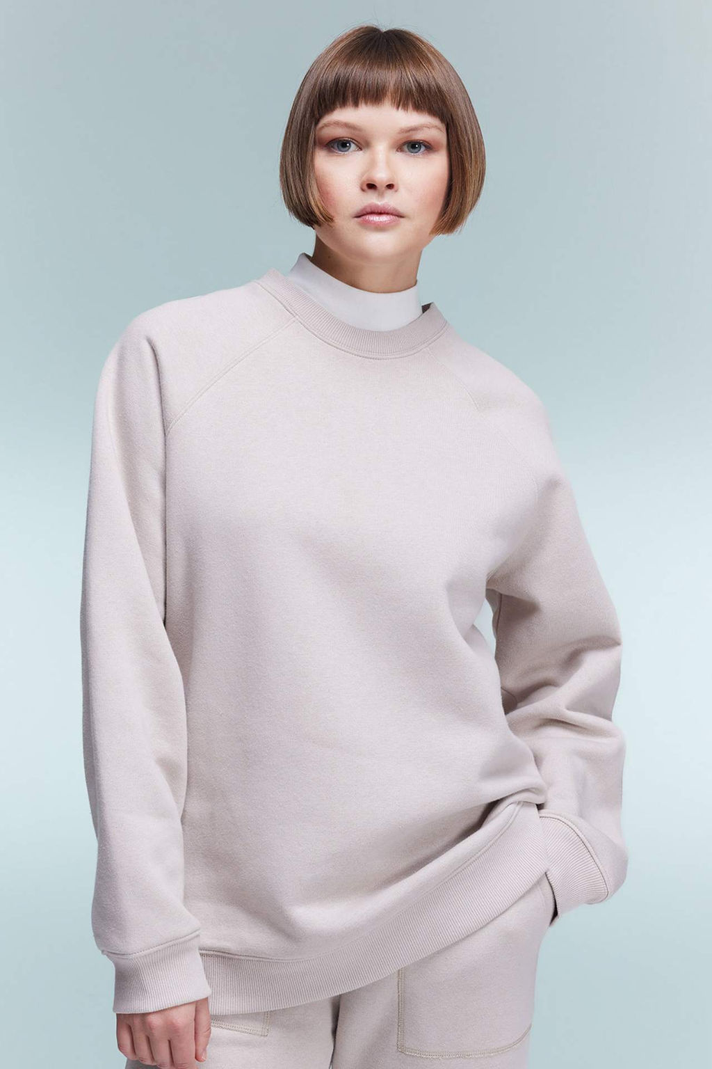 Oversize Genis Kal?p Bisiklet Yaka Kal?n Basic Duz Sweatshirt - Defacto фото 3