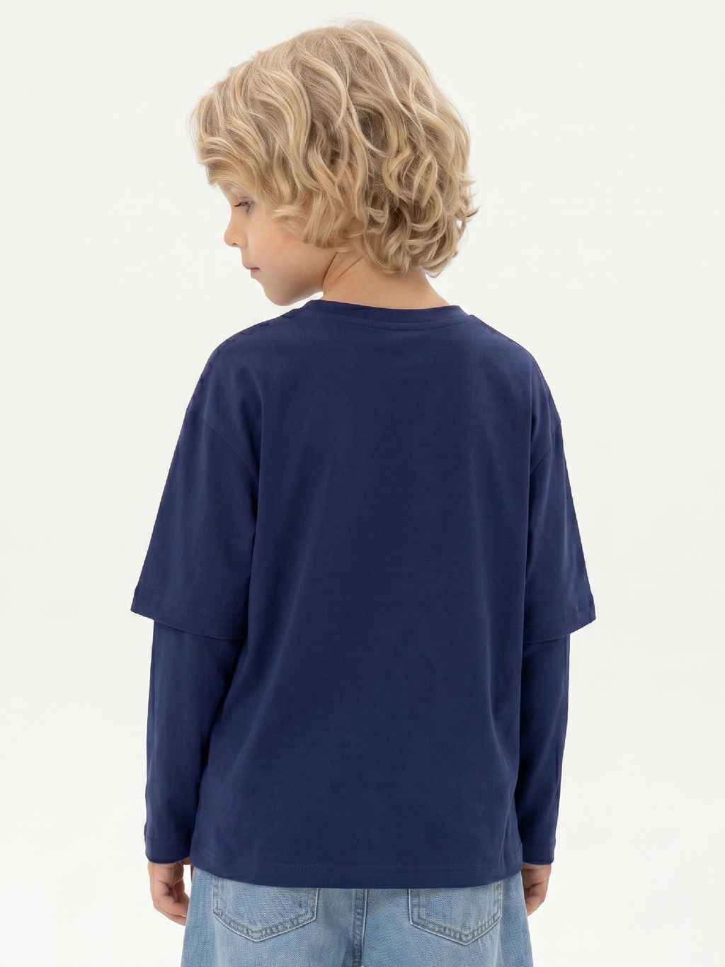 Лонгслив с принтом для мальчика с подзорным рукавом 22-7680 черный - Mini maxi фото 12