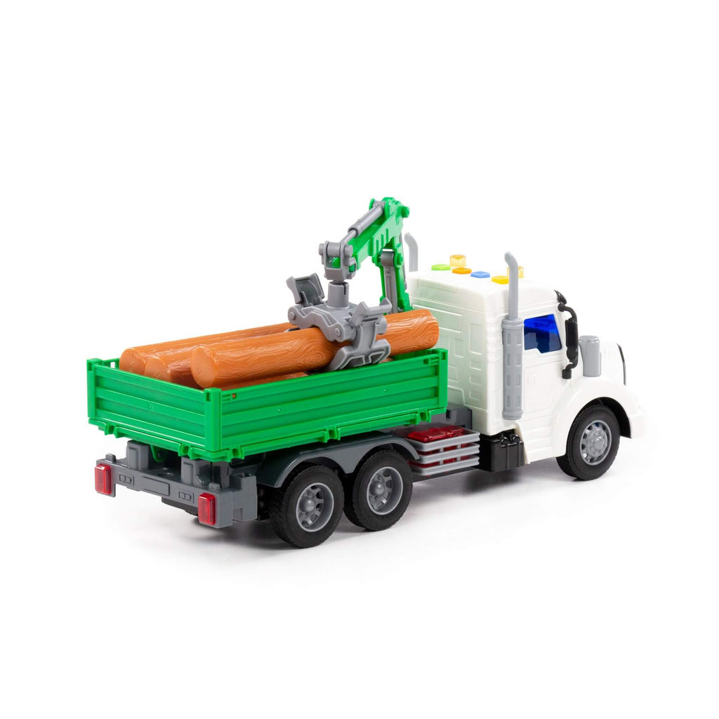 Профи, автомобиль бортовой с манипулятором инерционный (со светом и звуком) (зелёный) (в коробке) - Полесье фото 6