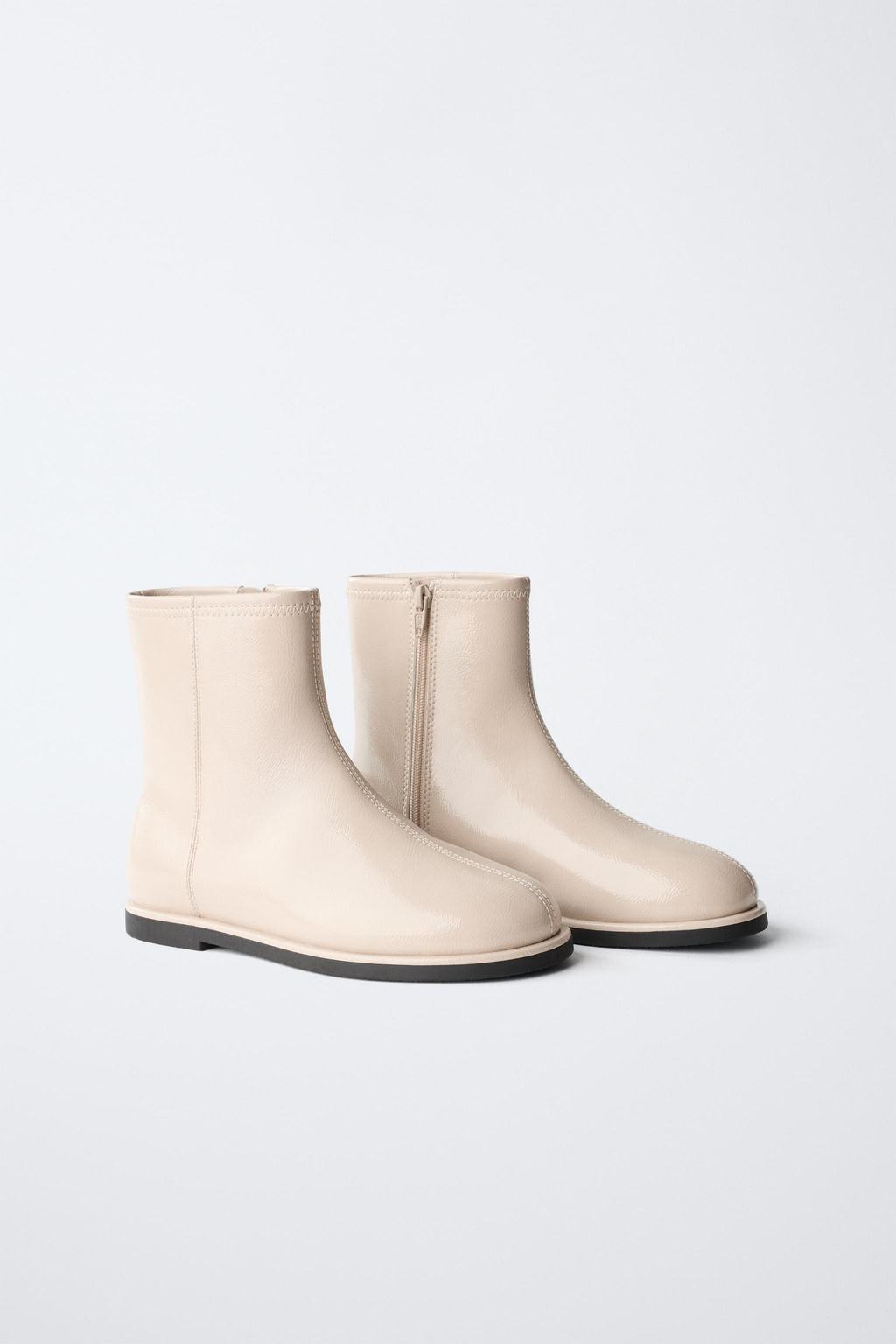 ECRU PATENT-FINISH ANKLE BOOTS - Zara фото 2