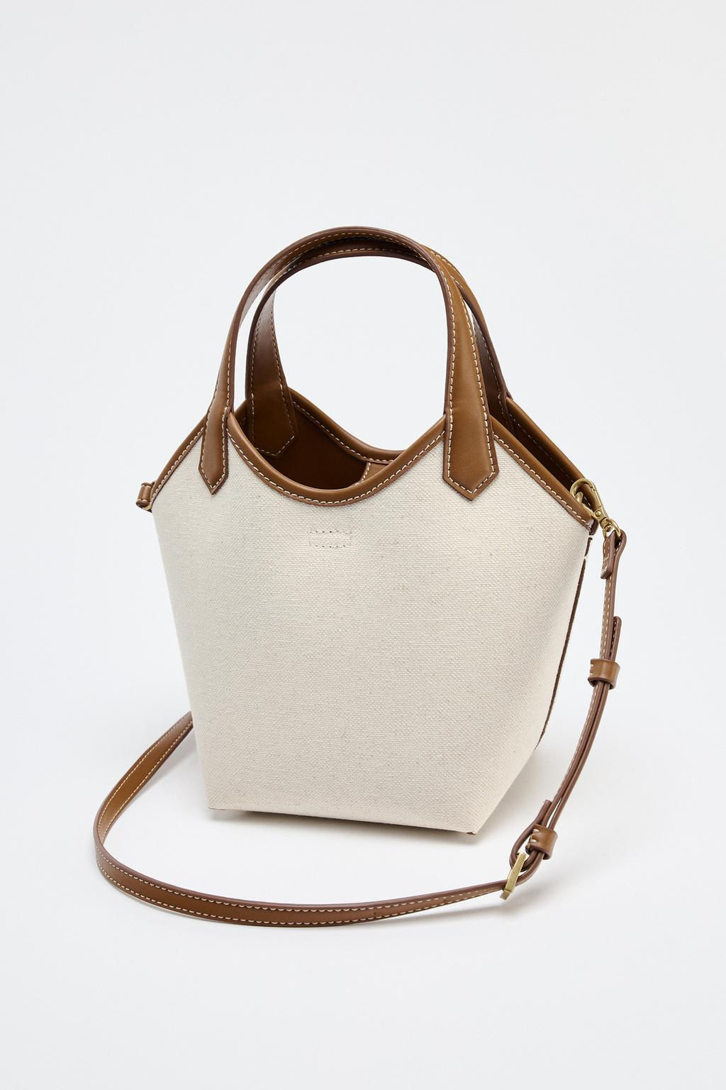 CONTRAST CANVAS MINI TOTE BAG - Zara фото 4