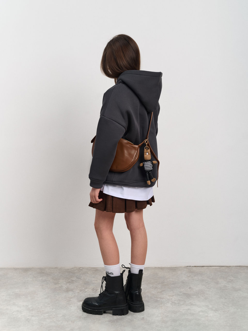 Толстовка с капюшоном для девочки "Basic" темно-серый