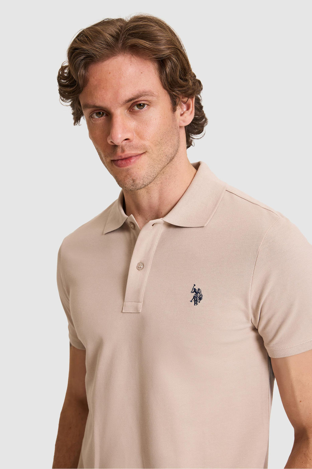 Erkek Slim Fit Polo Yaka Ta_ Basic Ti__rt