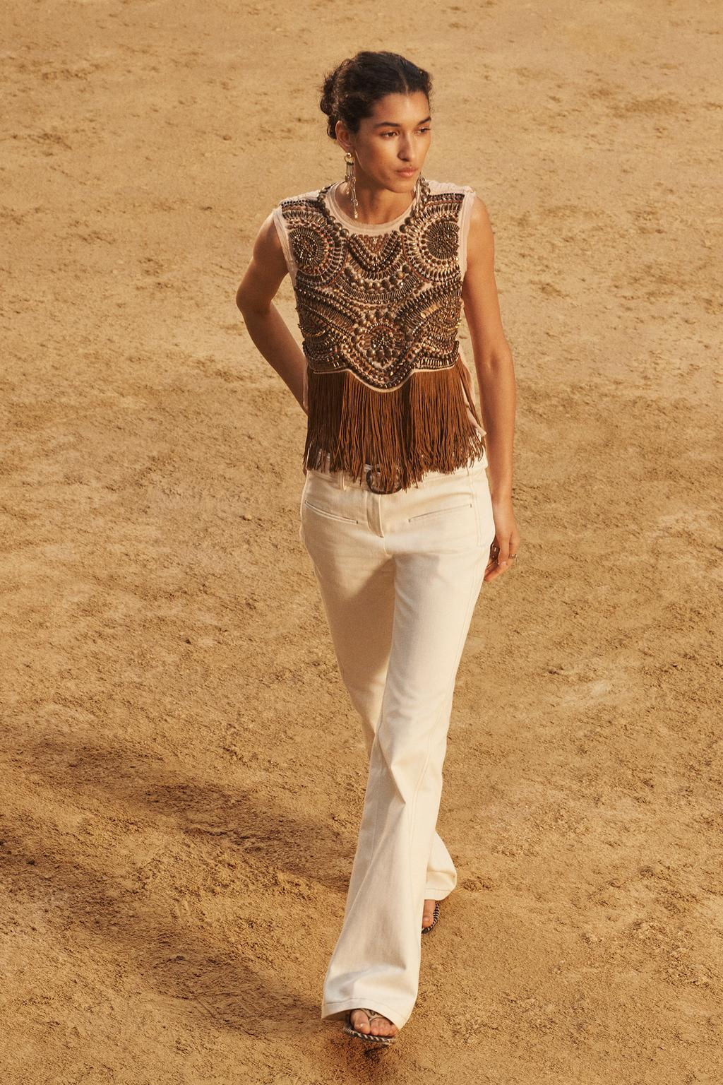 LIMITED EDITION TOPSTITCHED FLARE TROUSERS - Zara фото 3