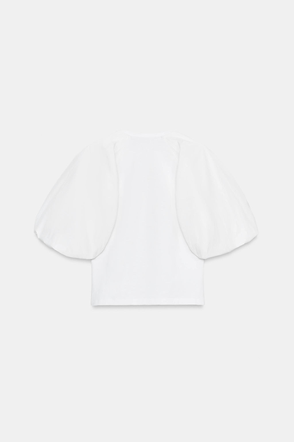 CAMISETA COMBINADA MANGA ABULLONADA / Blanco