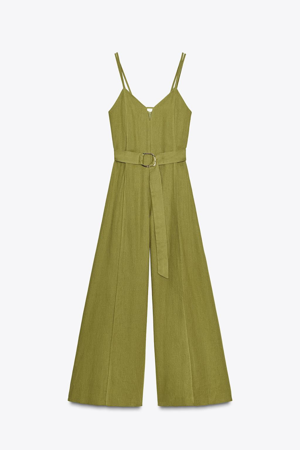WIDE-LEG STRAPPY LINEN BLEND JUMPSUIT - Zara фото 7