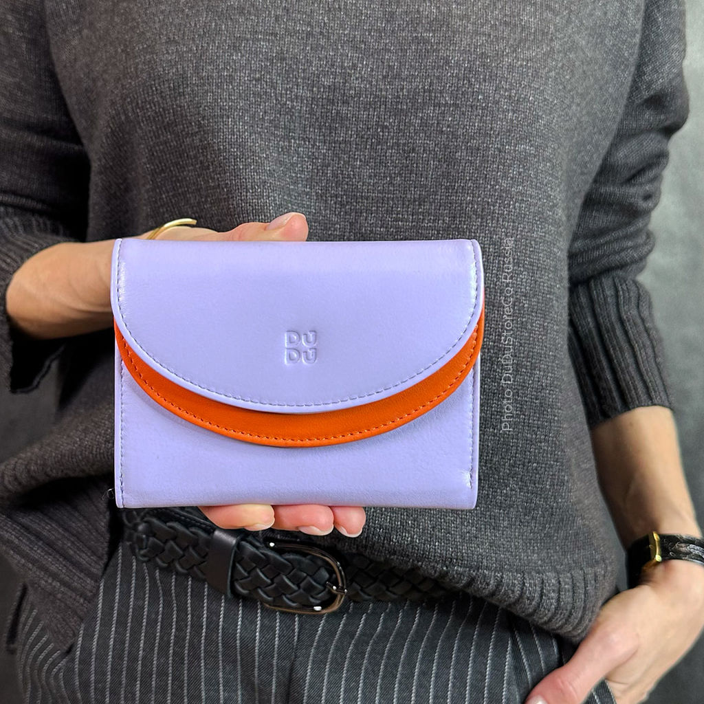 Итальянский женский кожаный кошелек DuDu серии Galapagos | прованская сирень - Dudubags фото 6