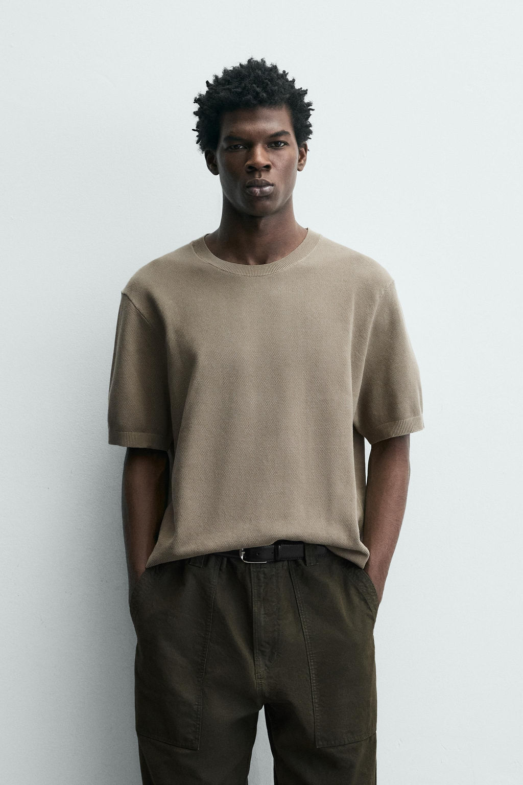 CAMISETA PUNTO RELAXED FIT / Tostado