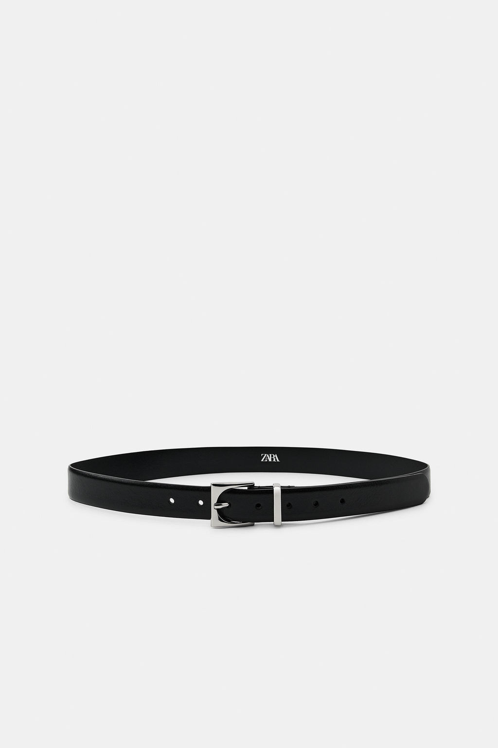100% LEATHER BELT WITH GEOMETRIC BUCKLE - Zara фото 4