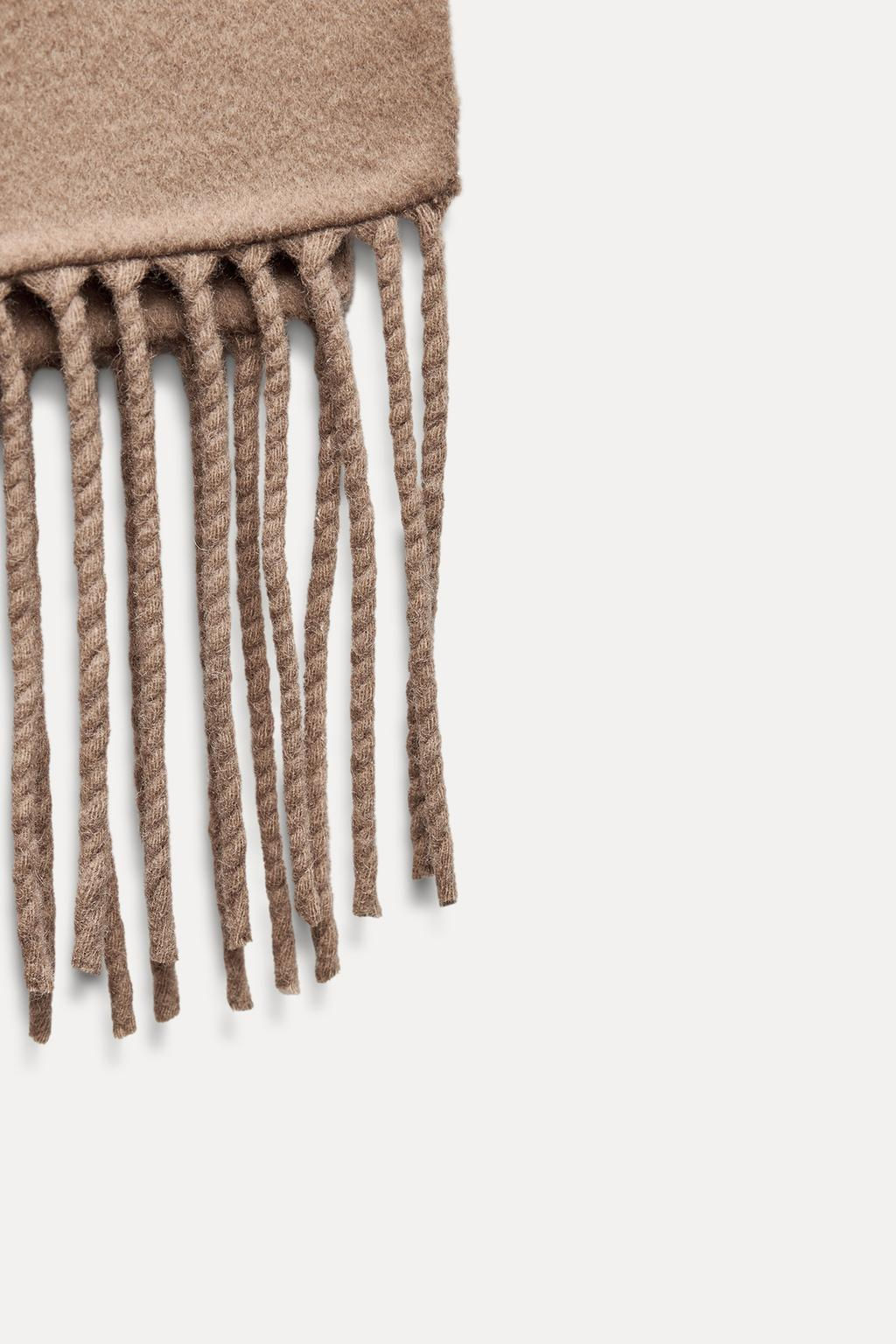 ASYMMETRIC FRINGED WOOL CAPE - Zara фото 7