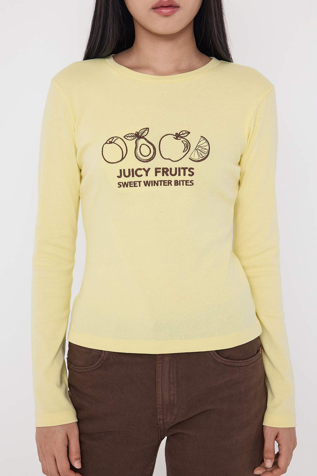 Sar? Bask?l? Fitted/Vucuda Oturan Orme Bluz TWOAW25BZ00126