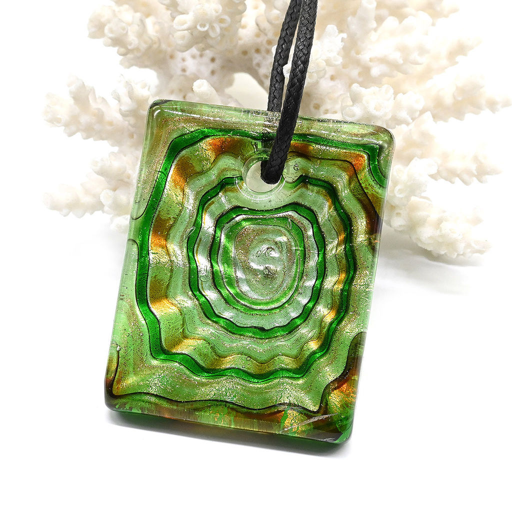 Прямоугольный кулон из муранского стекла 35*45мм цв.голубой - Радуга камня фото 2