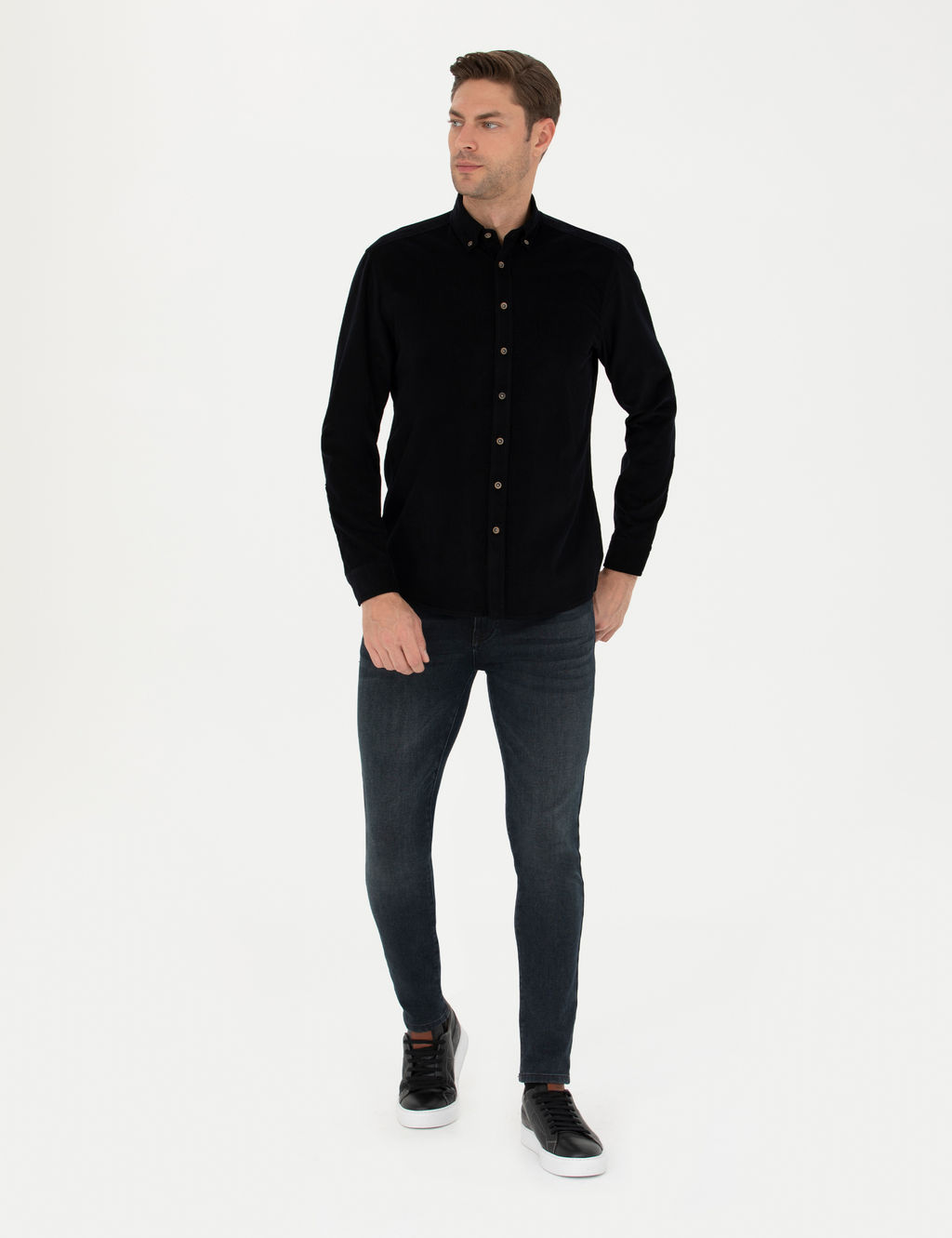 Siyah Regular Fit Uzun Kollu G_mlek