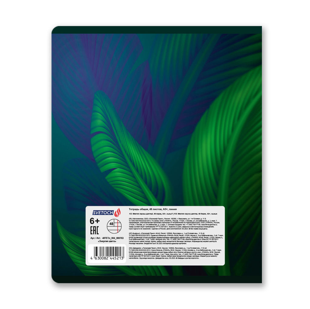 Светоч 48ТЕТл-004 Тетрадь ученическая общая, глянцевая ламинация, A5 48 л. на скобе 65 г/кв.м , белизна 100 % 10 шт. линия 000763 Энергия цвета фото 9
