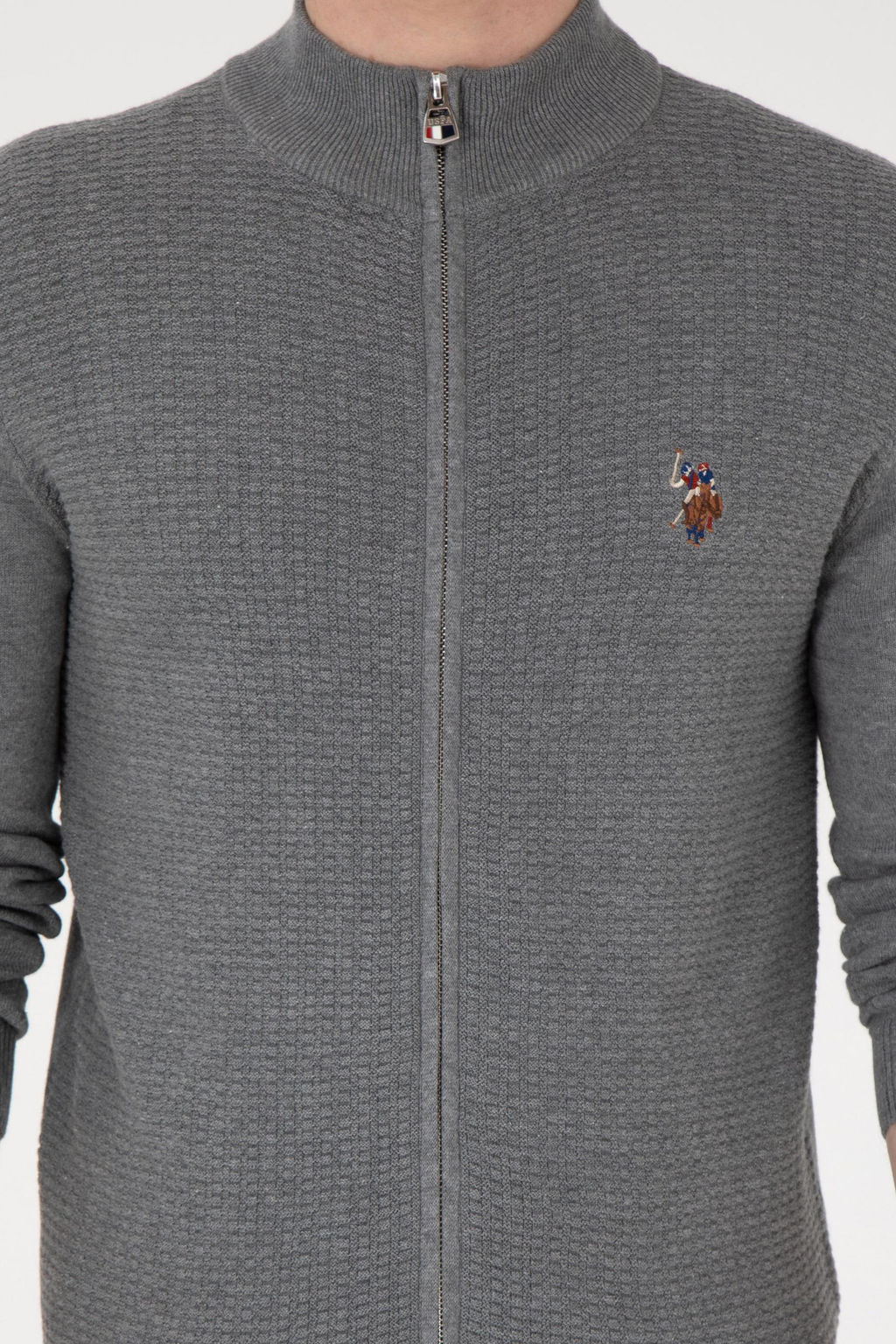 Мужской серый меланжевый базовый трикотажный кардиган Неожиданная скидка в корзине - U.s. polo assn фото 13